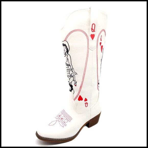 Vintage Embroidered Cowgirl Boots Slip-On Western Riding Boots - Picture 1 of 6